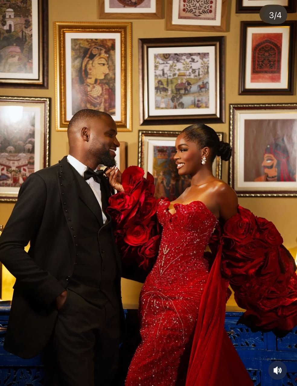 Nigerian bride shopping luxury wedding fabrics online with swatch consultations