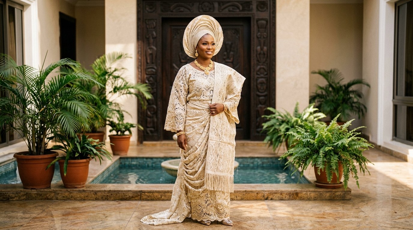 Luxury lace fabric for iro and buba