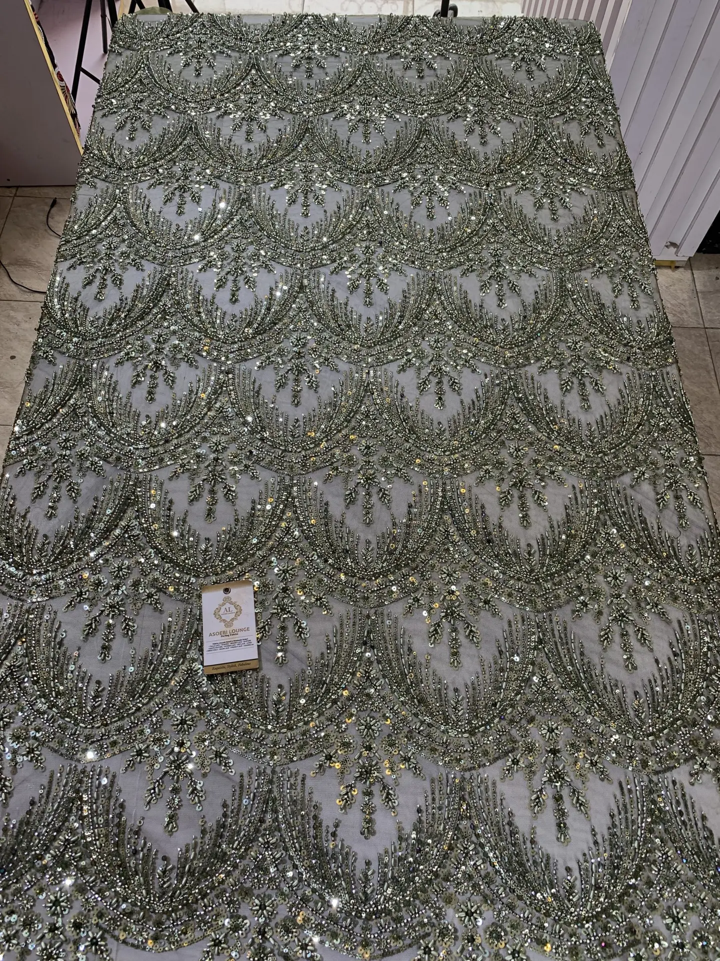 Sapphire Serenity Beaded Fabric - Image 2