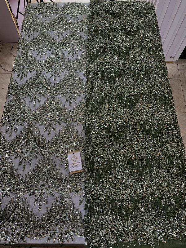 Sapphire Serenity Beaded Fabric
