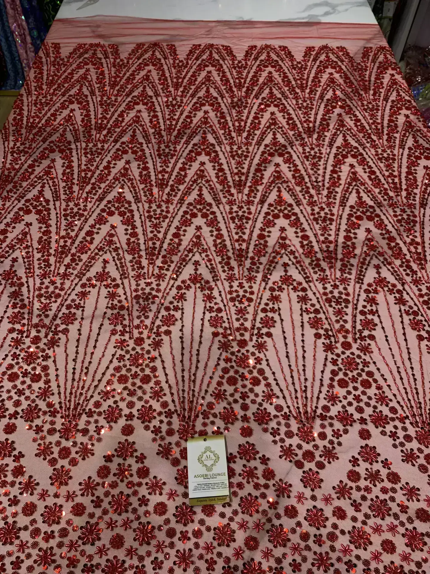 Lovelyn Beaded Fabric - Image 2